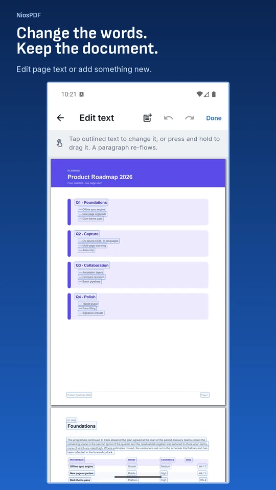 NiosPDF 2.0 page text editor